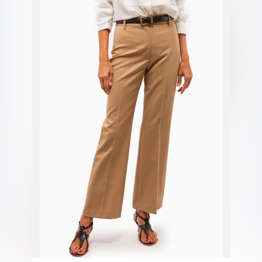 NWOT Nili Lotan Corette Wool Straight-Leg Ankle Pants size 4 Camel